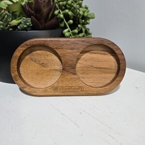 Teak Wood Salt & Pepper Mill Tray Le Creuset NEW